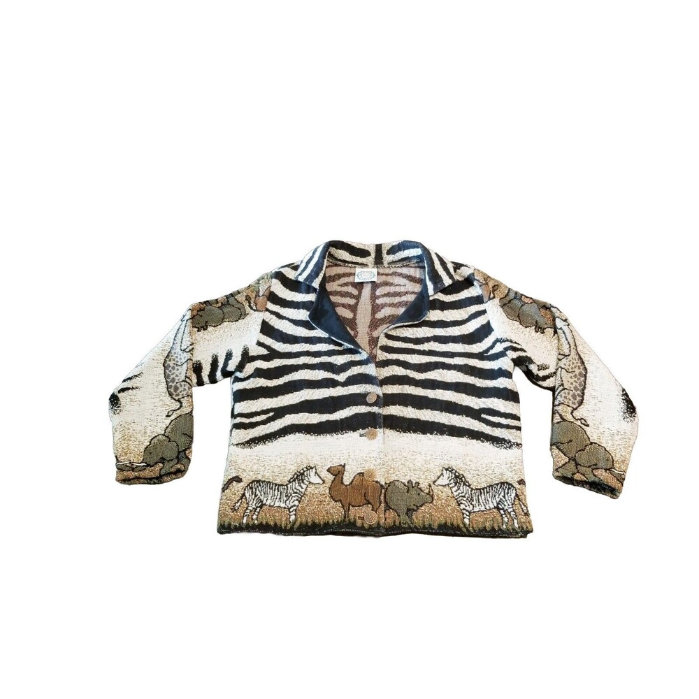 Sugar Street Weavers Jacket African Safari Animals Zebra Elephant Rhino Tapestry - Picture 2 of 5